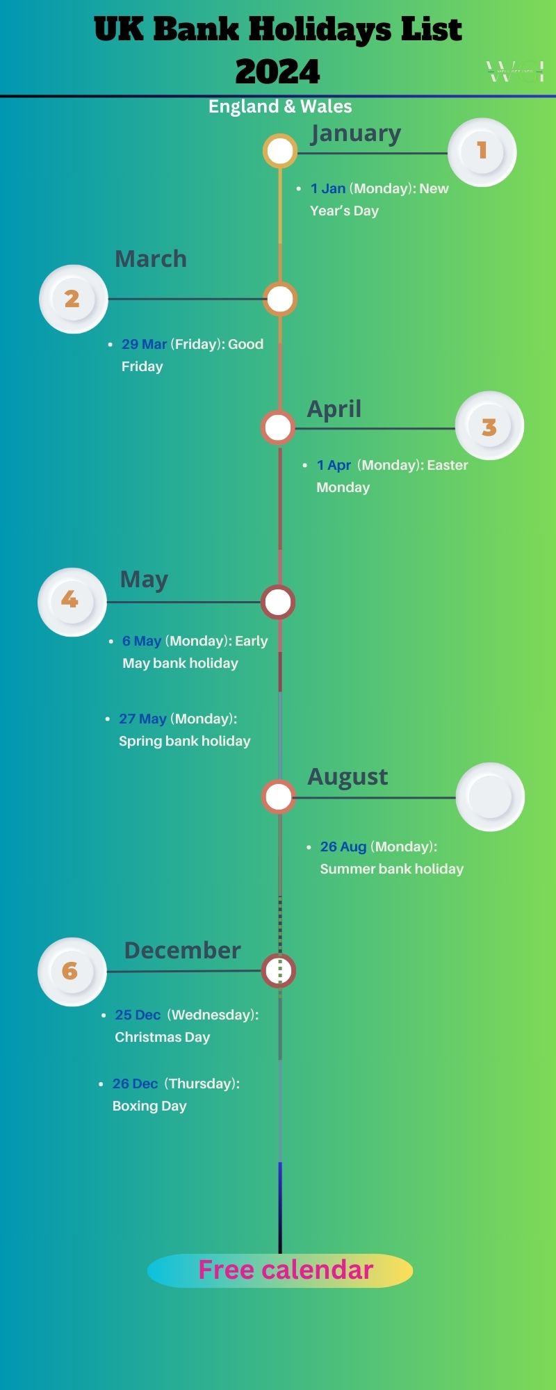 UK Bank Holidays England Calendar 2024