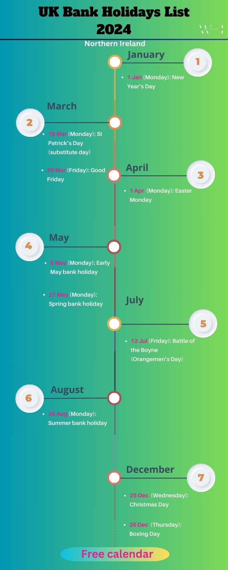 UK Bank Holidays Ireland Calendar 2024